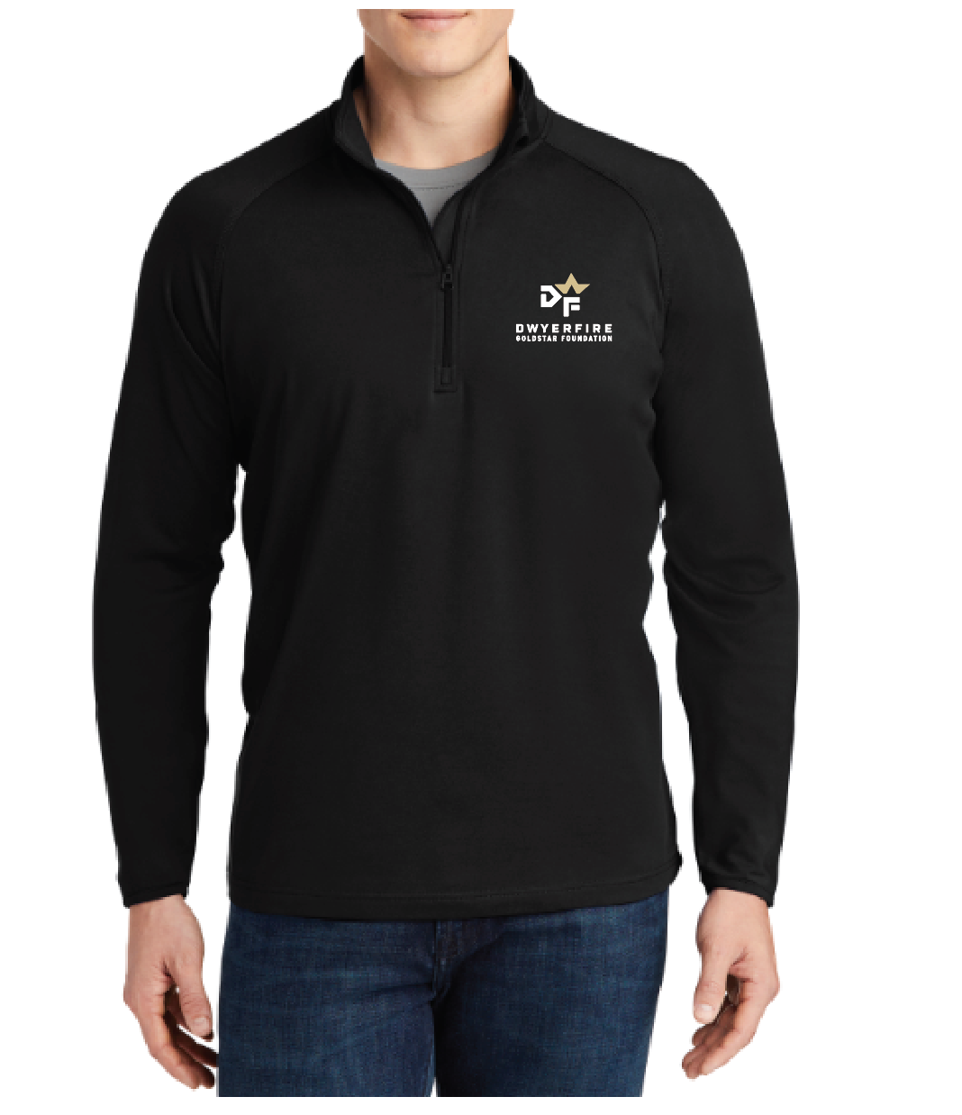 DWYERFIRE Black Sport-Wick Stretch Quarter Zip Pullover